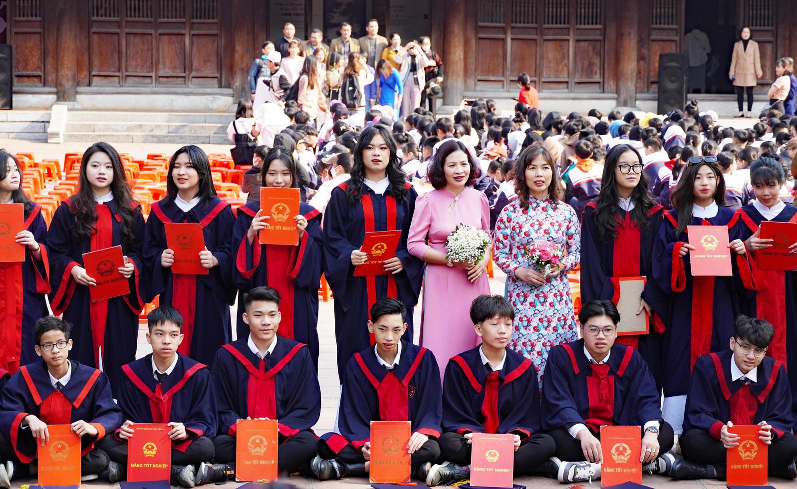 Hanoi, Vietnam, 2023 - Students at the Temple of Literature in Hanoi, Vietnam. photo