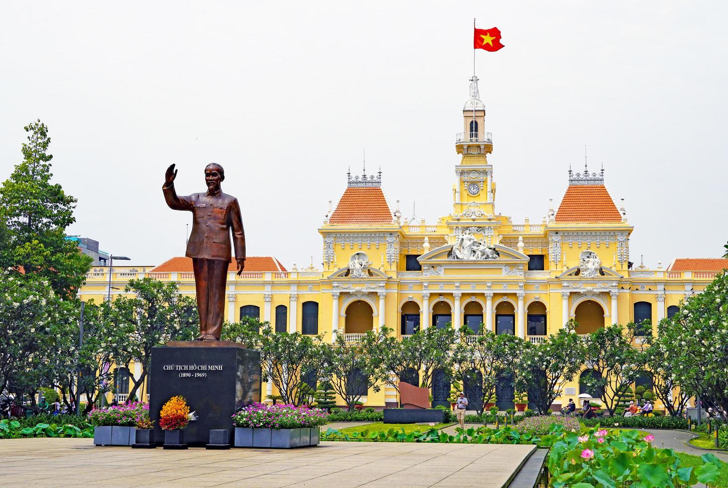 Ho Chi Minh City, Vietnam, 2023 - Ho Chi Minh statue in front of City Hall in Ho Chi Minh City photo