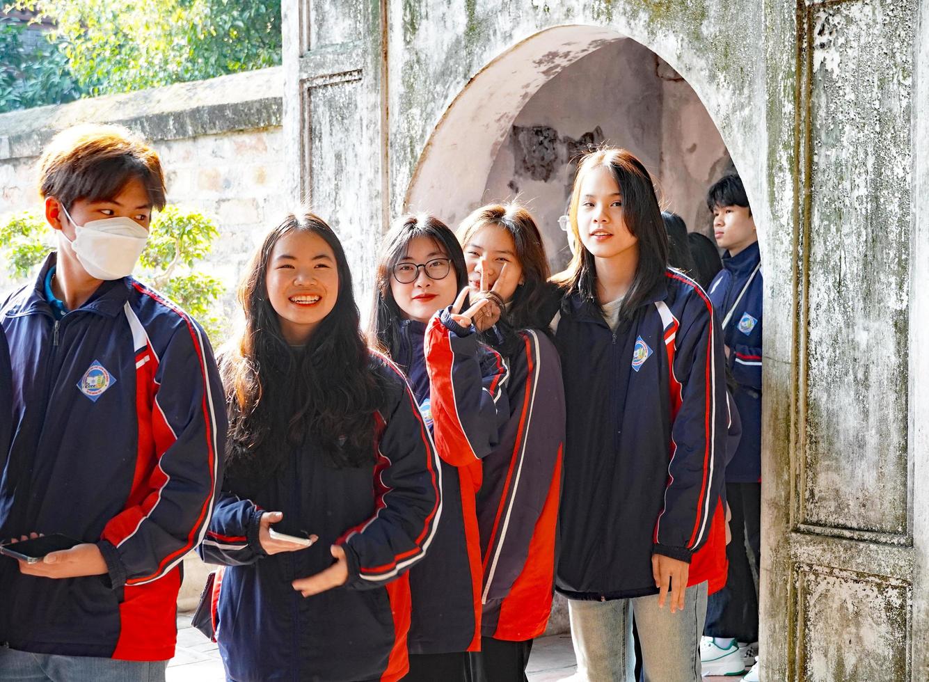 Hanoi, Vietnam, 2023 - Students at the Temple of Literature in Hanoi, Vietnam. photo