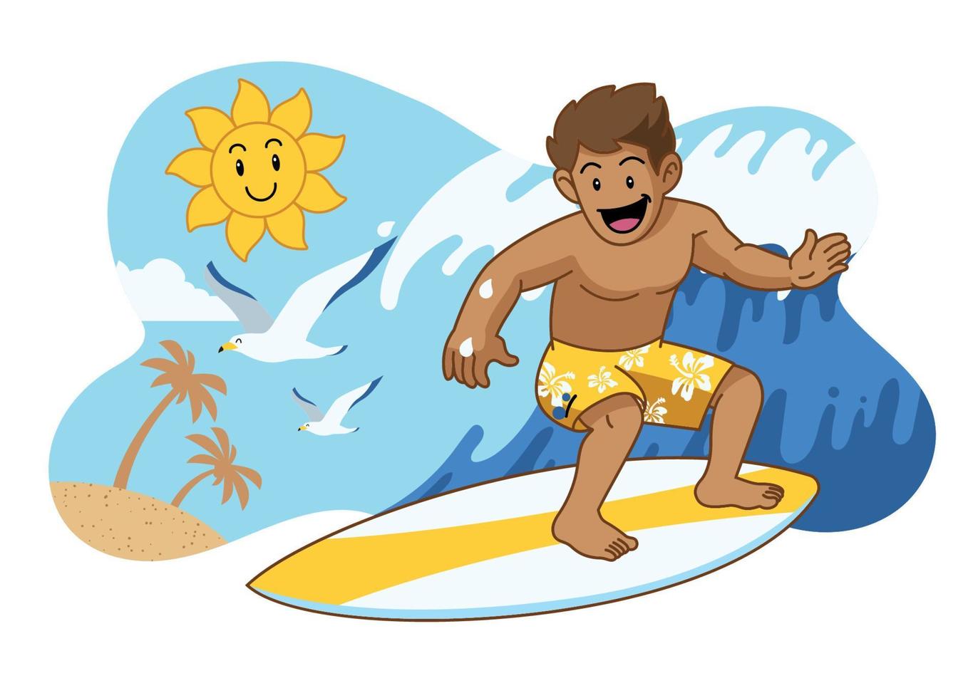 cute cartoon surfing vector