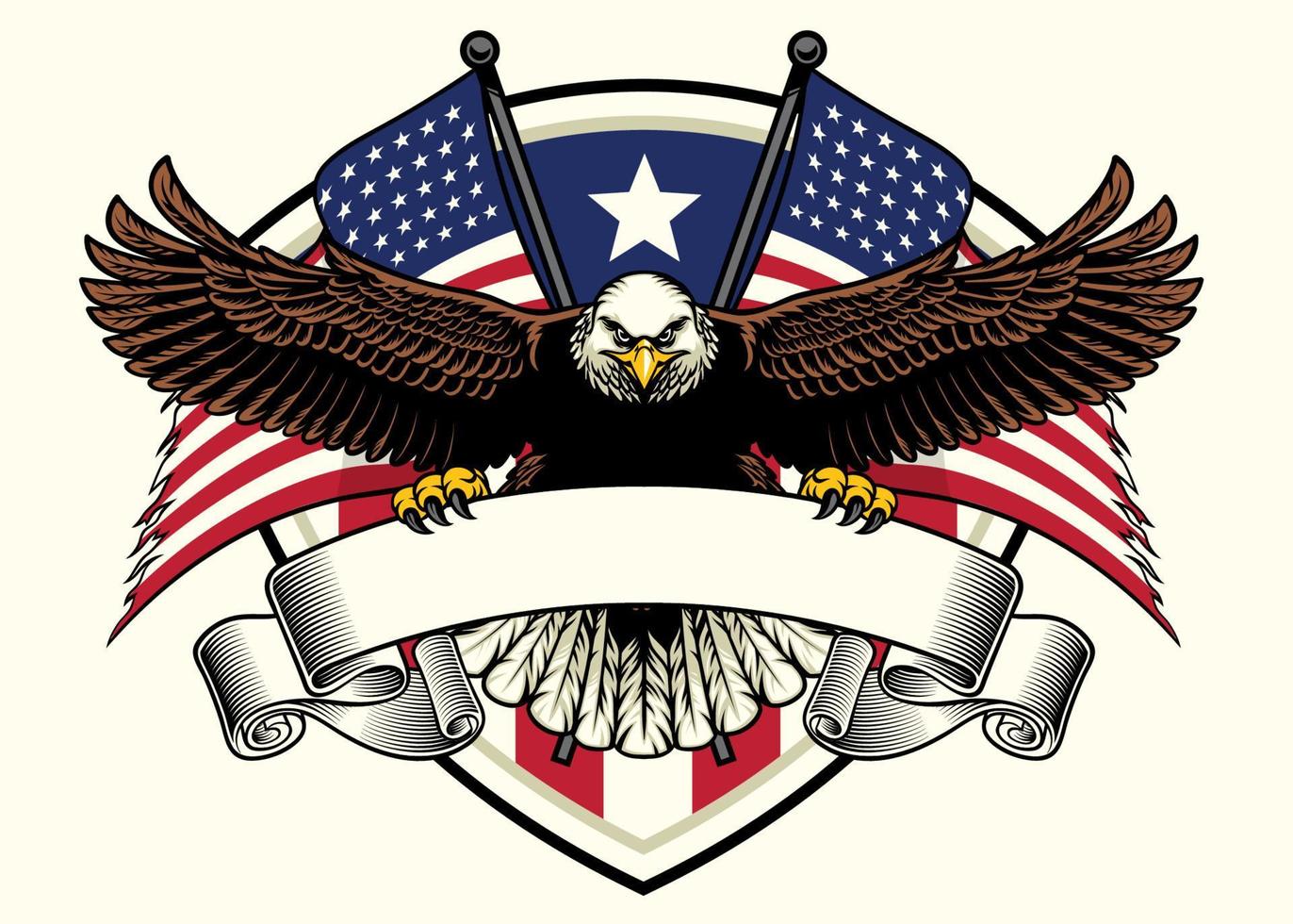 bald eagle design holding the blank ribbon with  USA flag vector