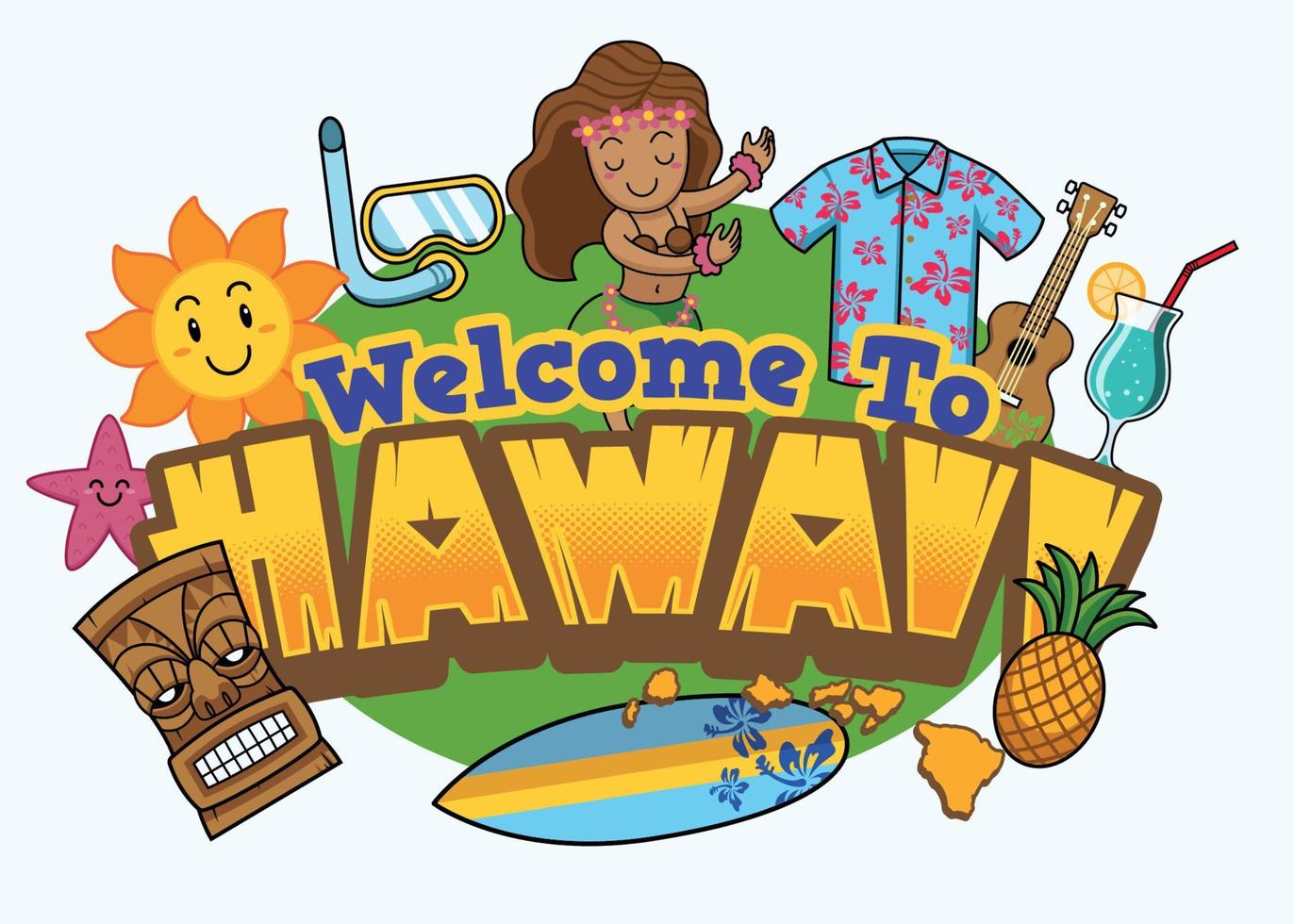 Bienvenido a Hawai diseño vector