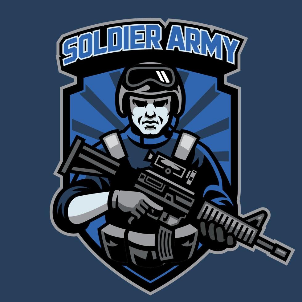 badge of soldier hold the assault rifle vector