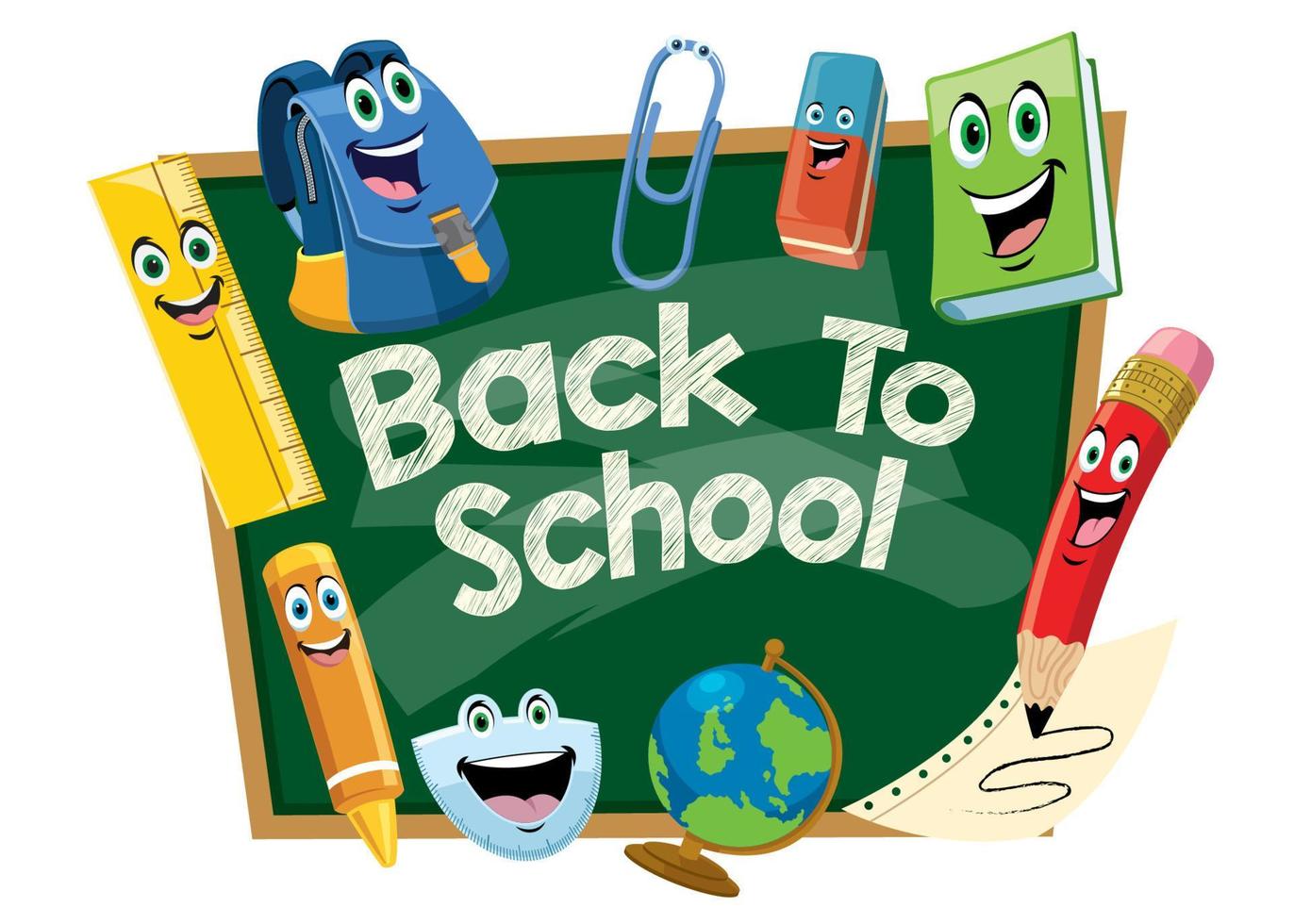 back to school design with chalkboard cartoon vector