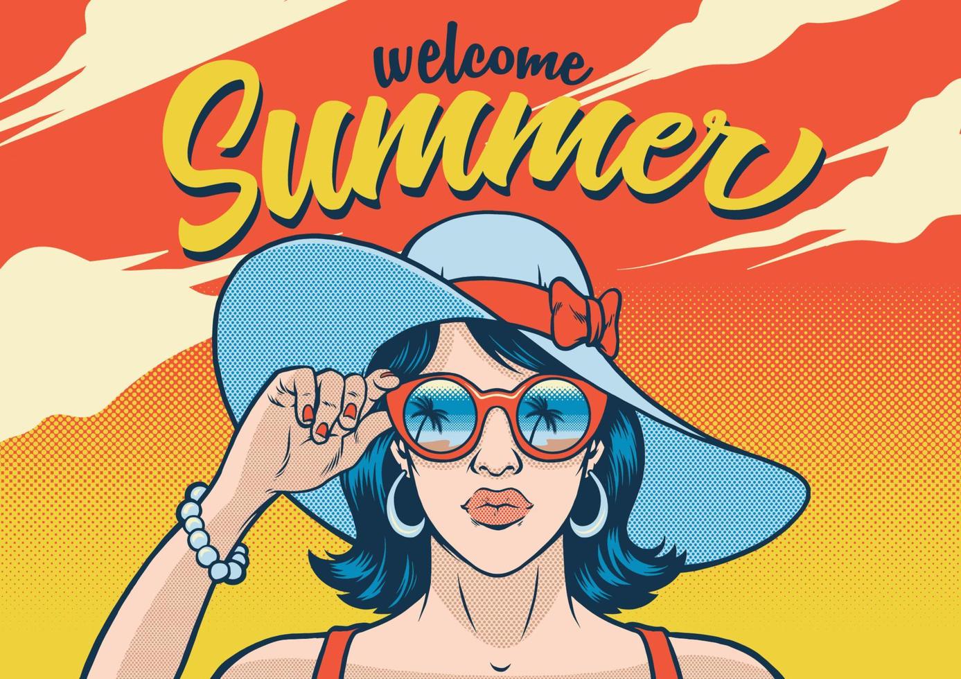 summer girl wearing sunglasses vector