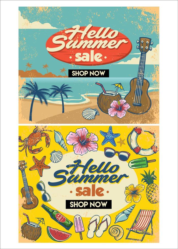 retro summer flyer design vector