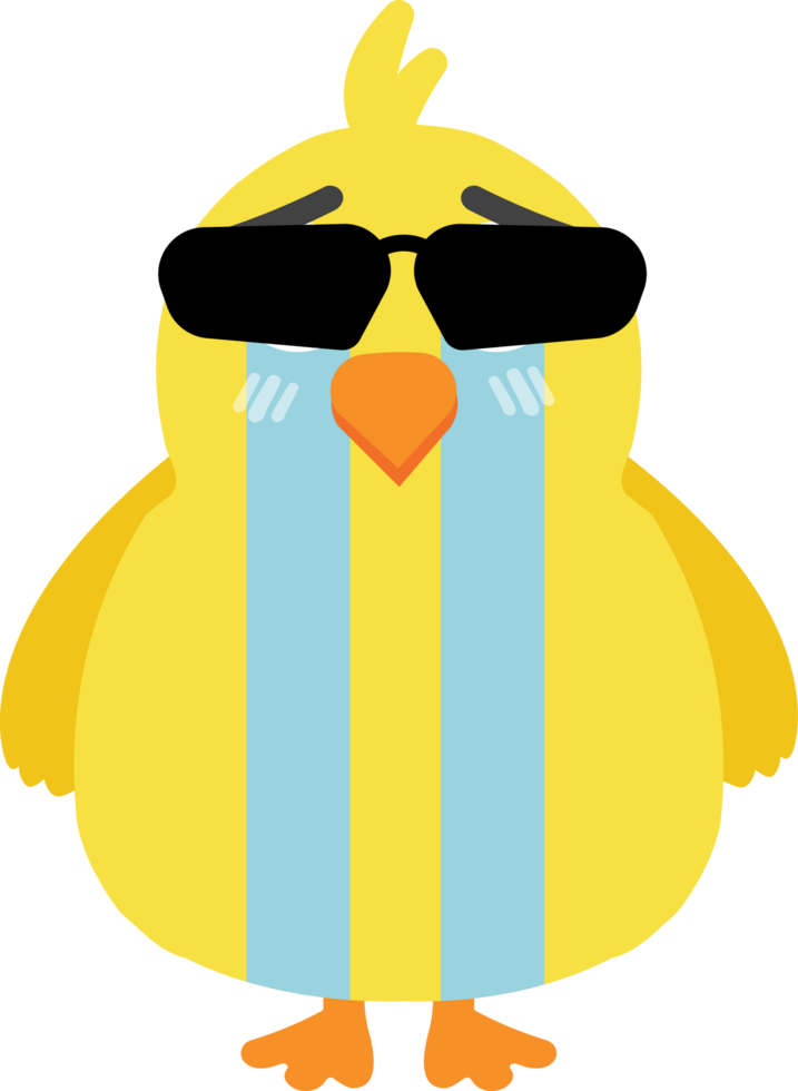 Chick with sunglasses cartoon character crop-out png