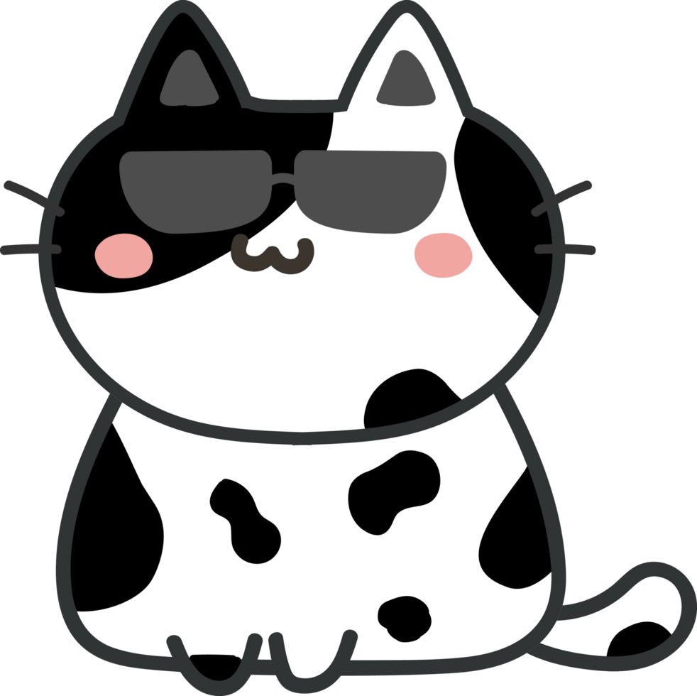 Cat with sunglasses cartoon character crop-out png