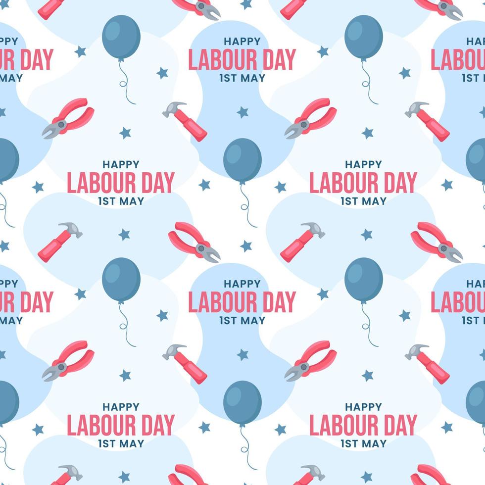 Happy Labor Day Seamless Pattern Design Illustration with Different Professions in Template Hand Drawn vector