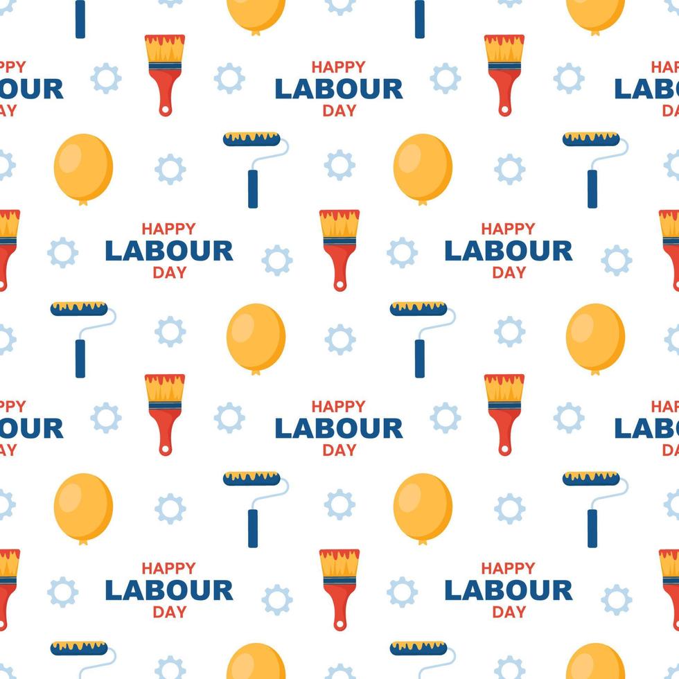 Happy Labor Day Seamless Pattern Design Illustration with Different Professions in Template Hand Drawn vector