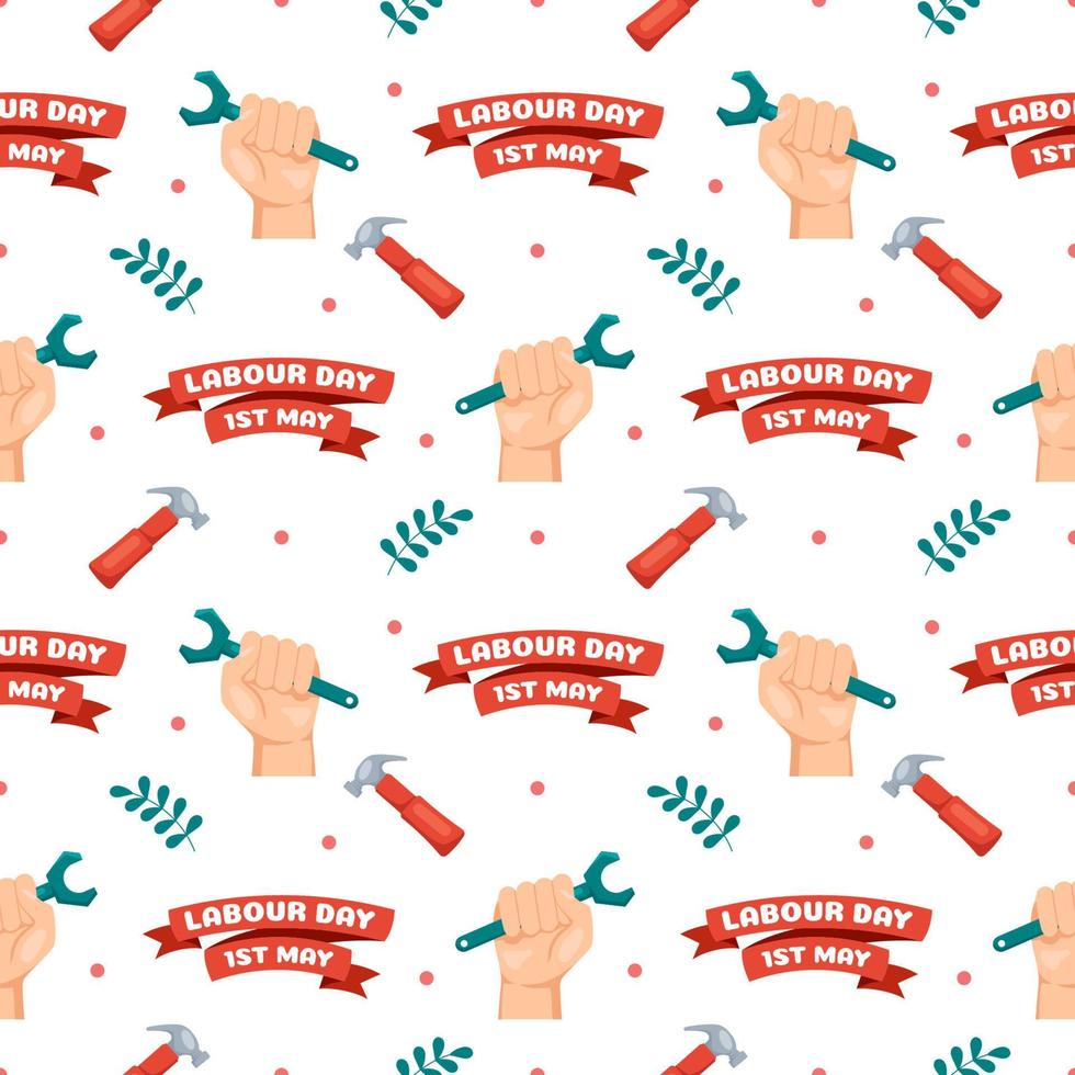 Happy Labor Day Seamless Pattern Design Illustration with Different Professions in Template Hand Drawn vector