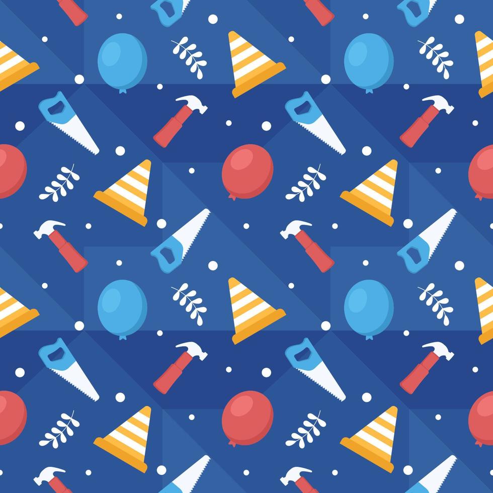 Happy Labor Day Seamless Pattern Design Illustration with Different Professions in Template Hand Drawn vector