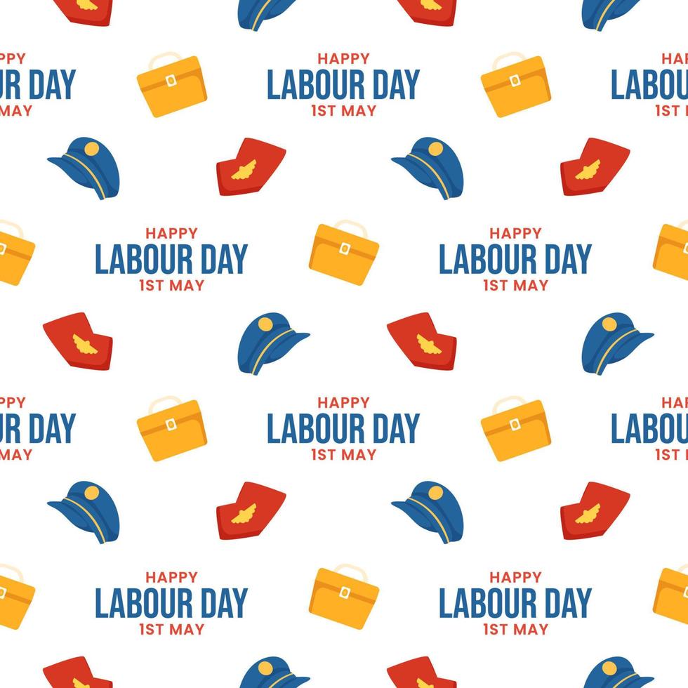 Happy Labor Day Seamless Pattern Design Illustration with Different Professions in Template Hand Drawn vector