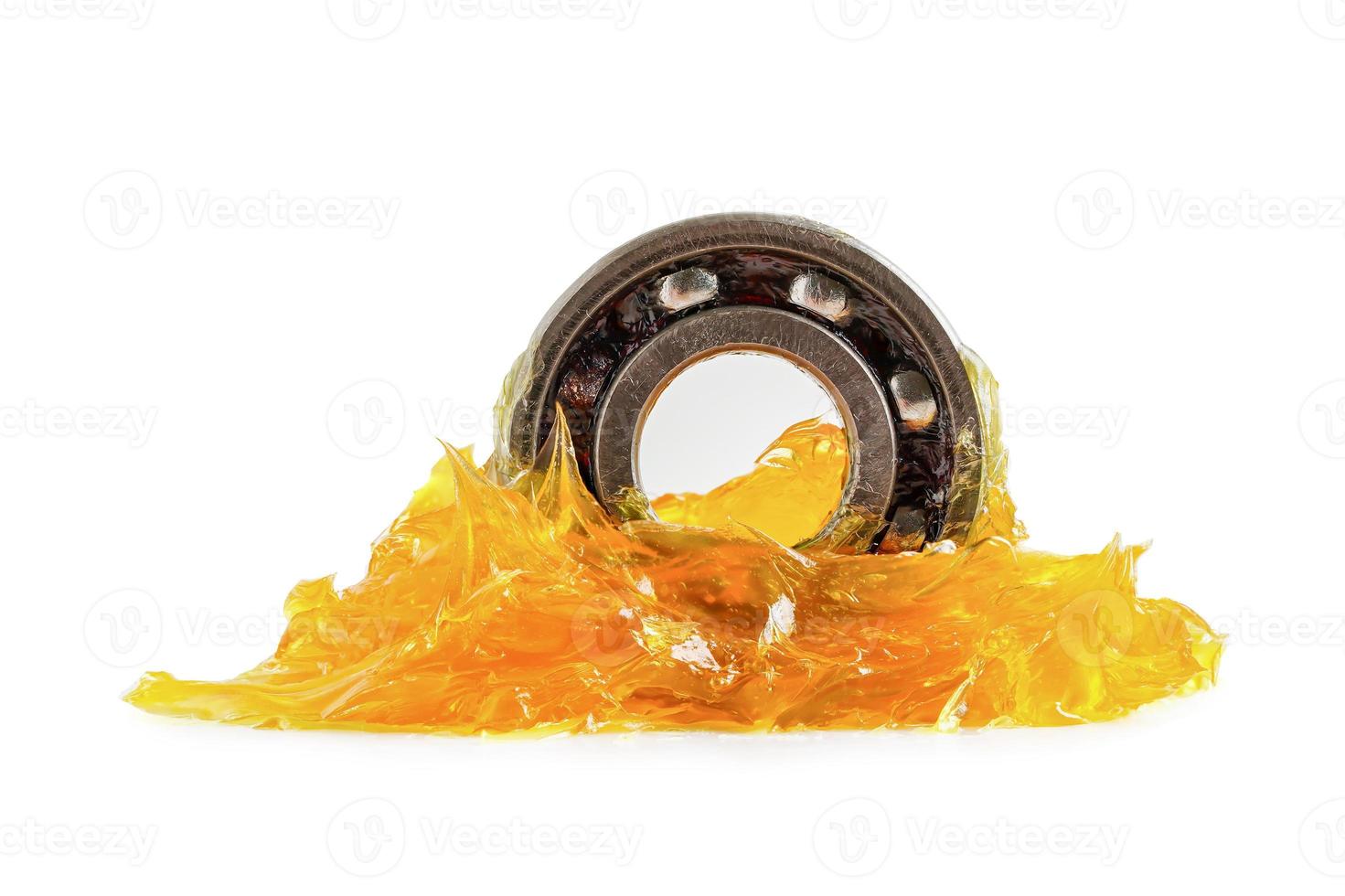 Grease and ball bearing  isolated on white background with clipping path, lithium machinery lubrication for automotive and industrial. photo
