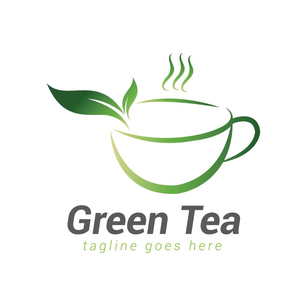 Coffee shop logo template design, Green tea logo. vector