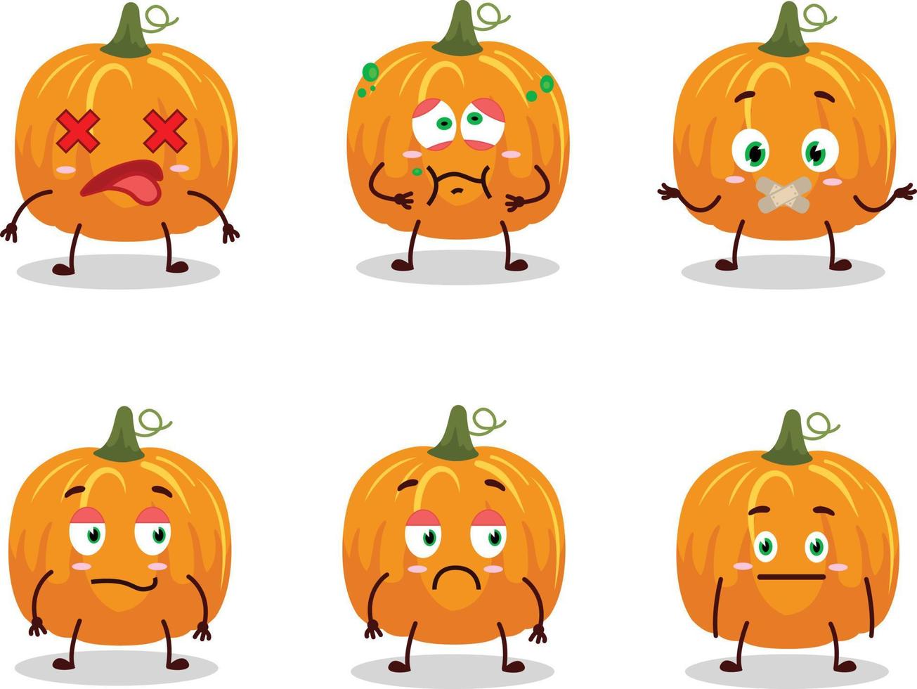 Pumpkin cartoon in character with nope expression vector