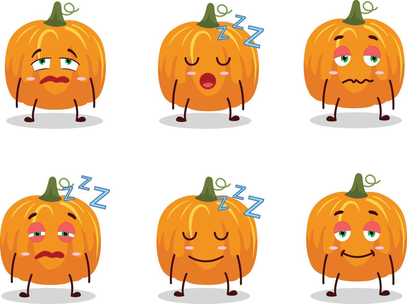 dibujos animados personaje de calabaza con soñoliento expresión vector