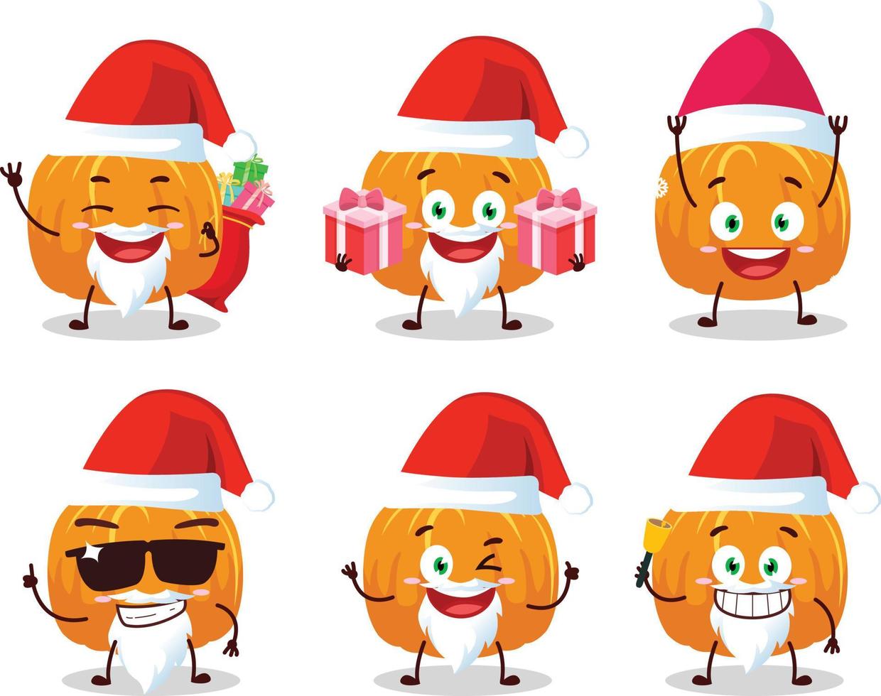 Papa Noel claus emoticones con calabaza dibujos animados personaje vector