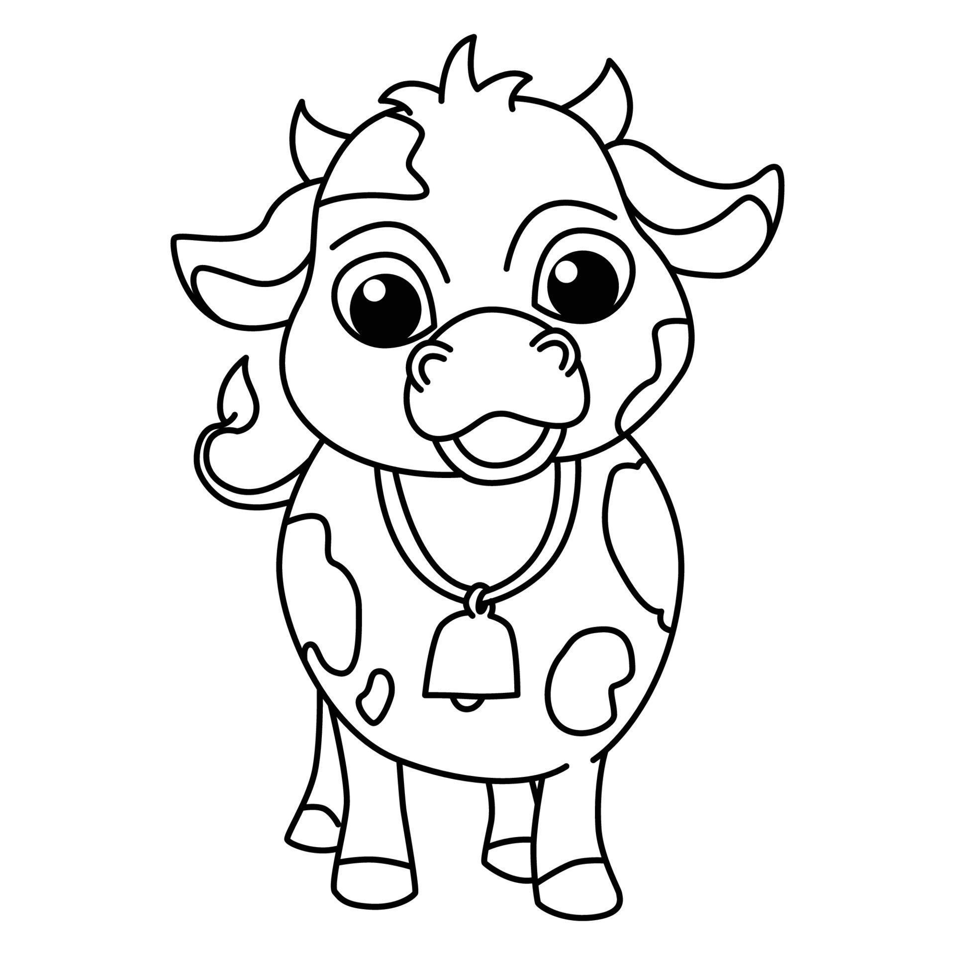 Cute cow cartoon characters vector illustration. For kids coloring book ...