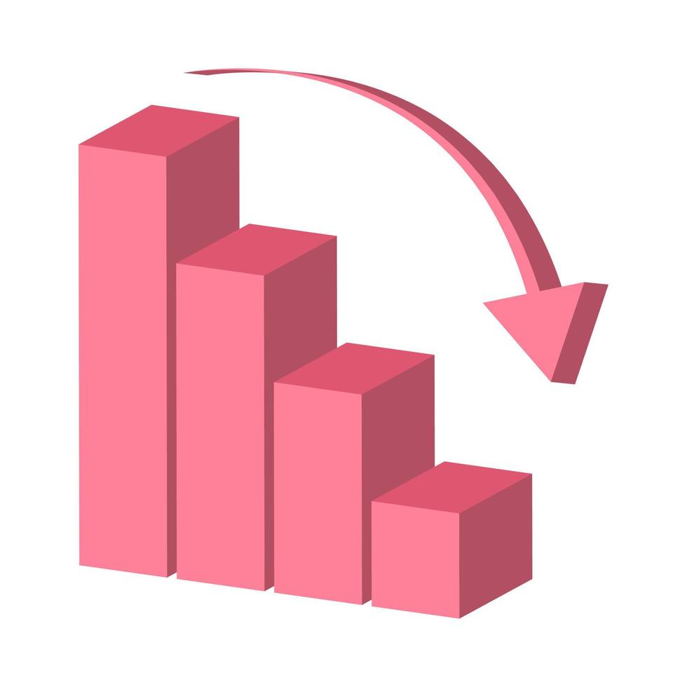 Isometric 3d downward column bar illustration vector