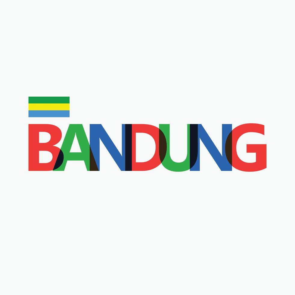 Bandung vector RGB typography with flag. Indonesia's city logotype decoration.