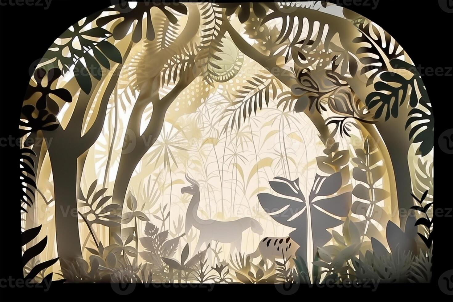 Paper cut craft, green ecology conservation and earth day creative concept. Green earth in paper craft art style. . photo