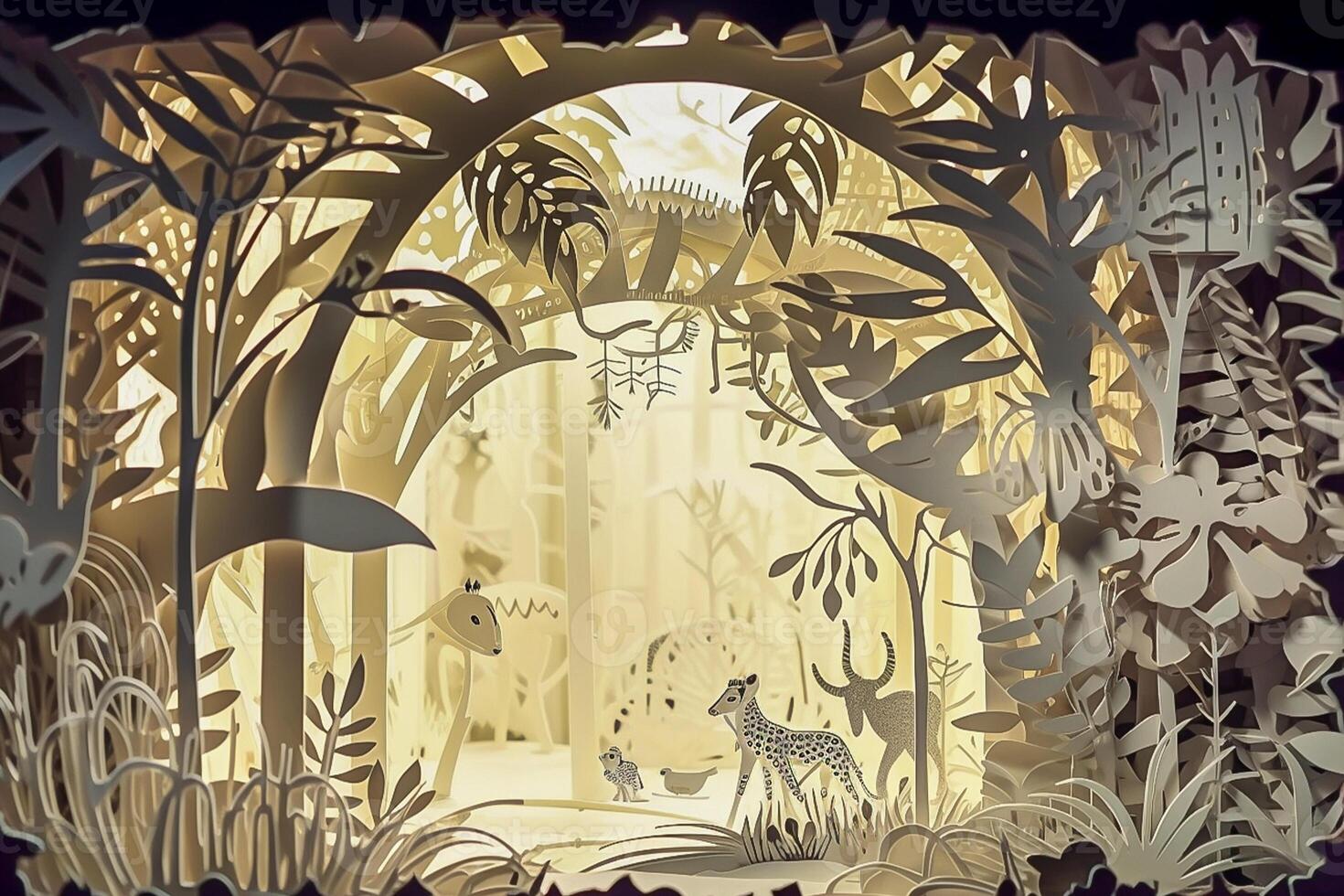 Paper cut craft, green ecology conservation and earth day creative concept. Green earth in paper craft art style. . photo