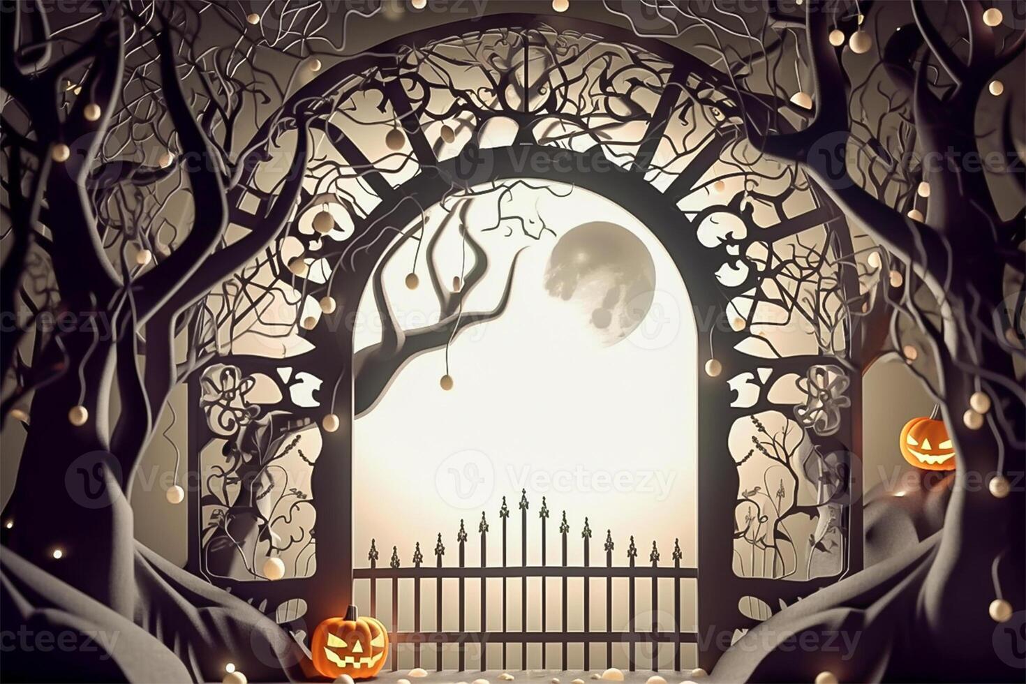Halloween background in handmade papercut style. illustration. photo