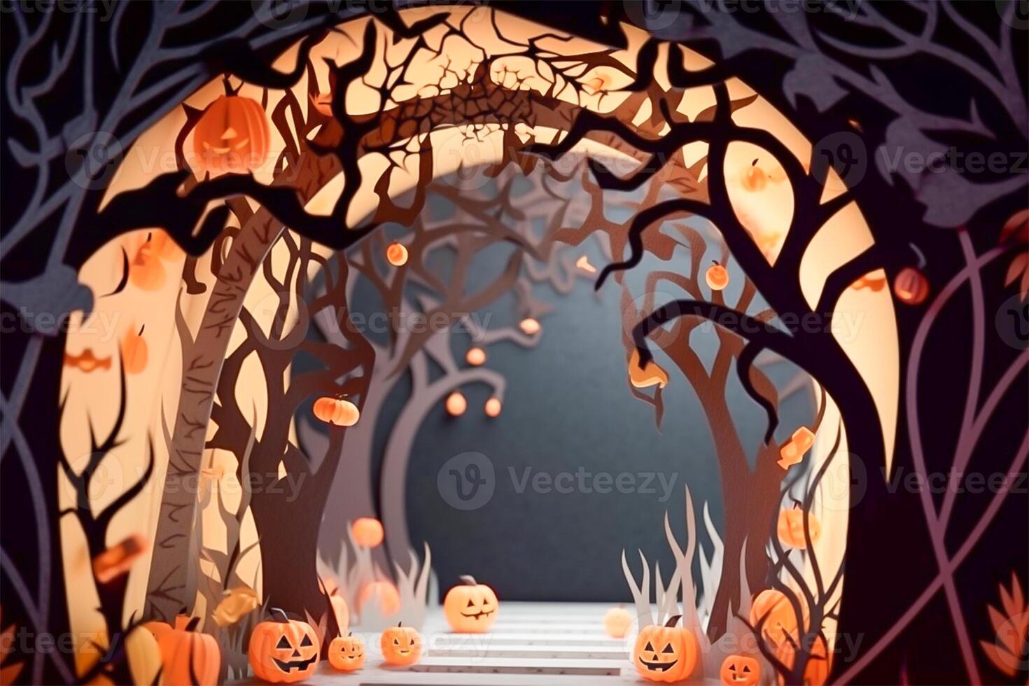 Halloween background in handmade papercut style. illustration. photo