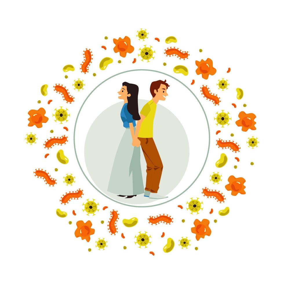 Healthy people with strong immune system and protection from viruses and bacteria vector