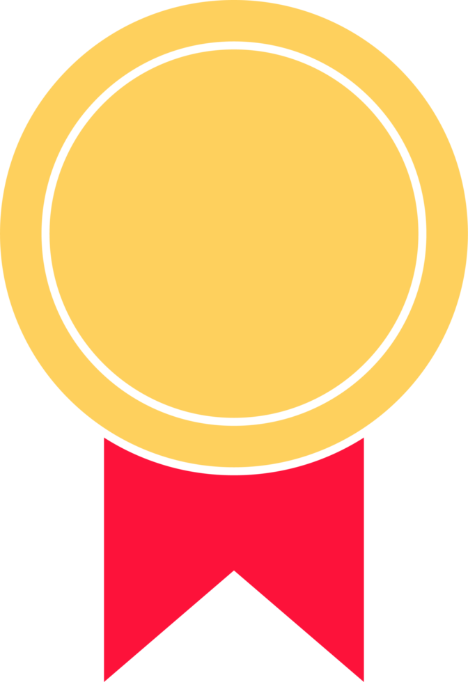 Gold medal with red ribbon png