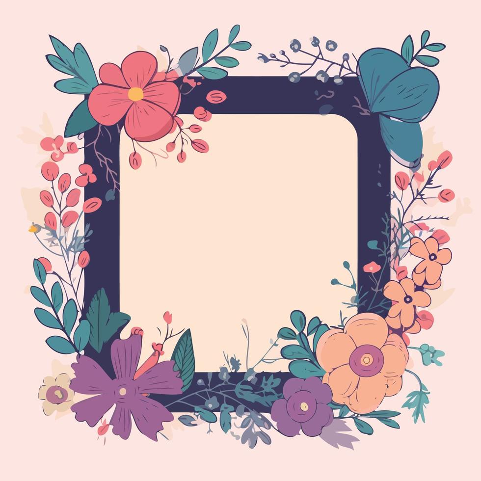 Blooming Frame Floral Border vector