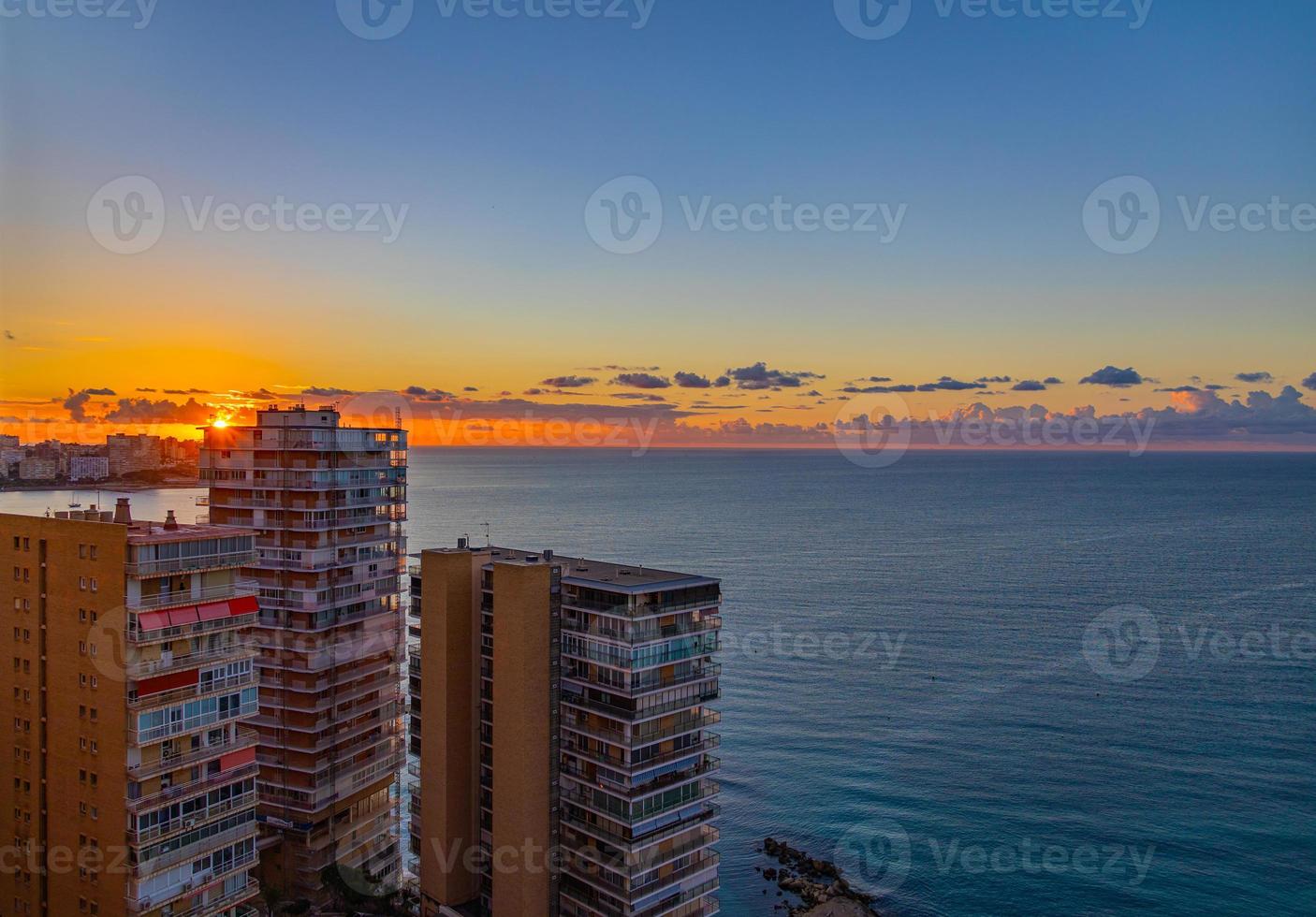 picturesque sunrise on the beach in the Spanish city of Alicante