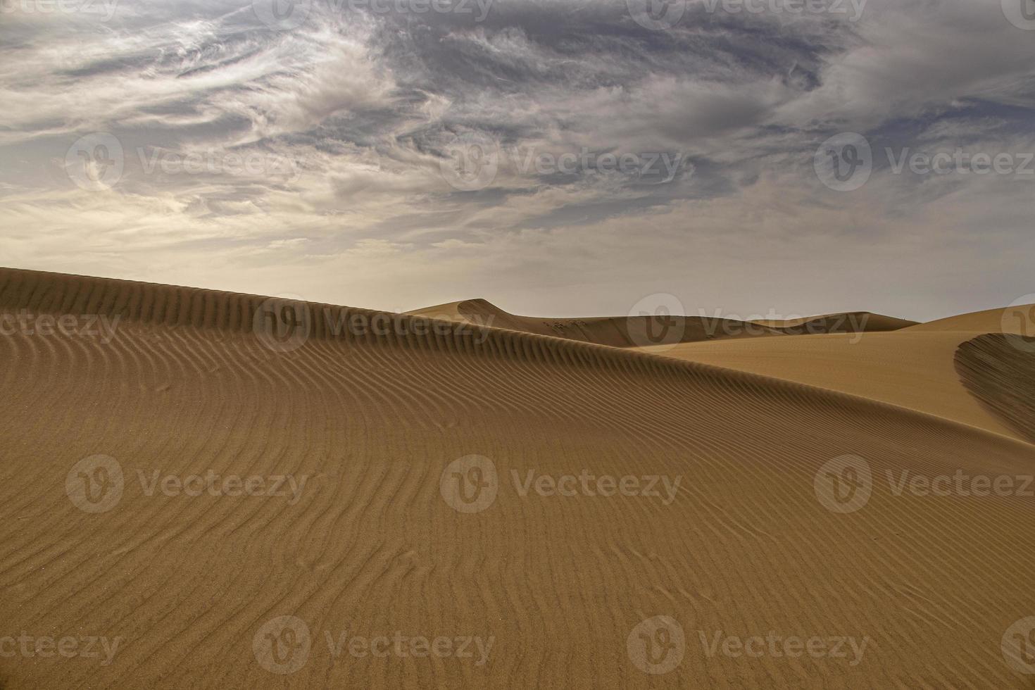 summer desert landscape on a warm sunny day from Maspalomas dunes on the Spanish island of Gran Canaria photo