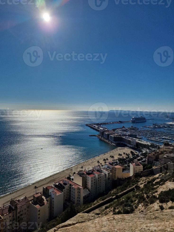 landscape of the city of Alicante panorama from the viewpoint of the city and the port on a warm sunny day photo