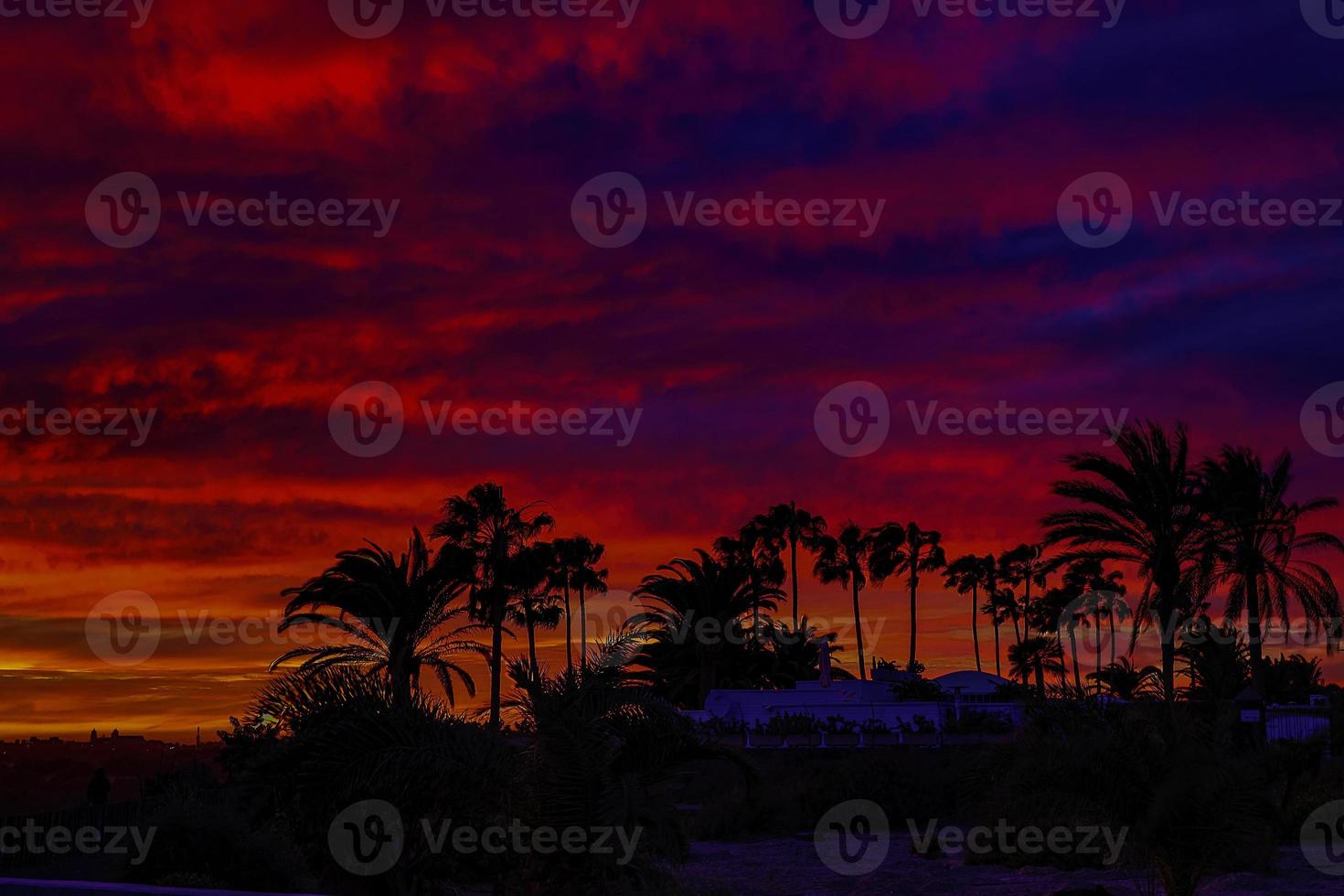 colorful sunset on the Spanish island of Gran Canaria in the Maspalomas dunes photo