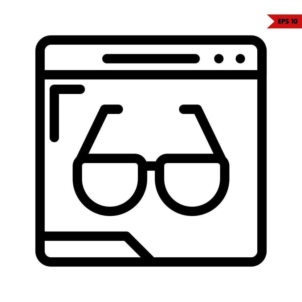 glasses in monitor line icon vector