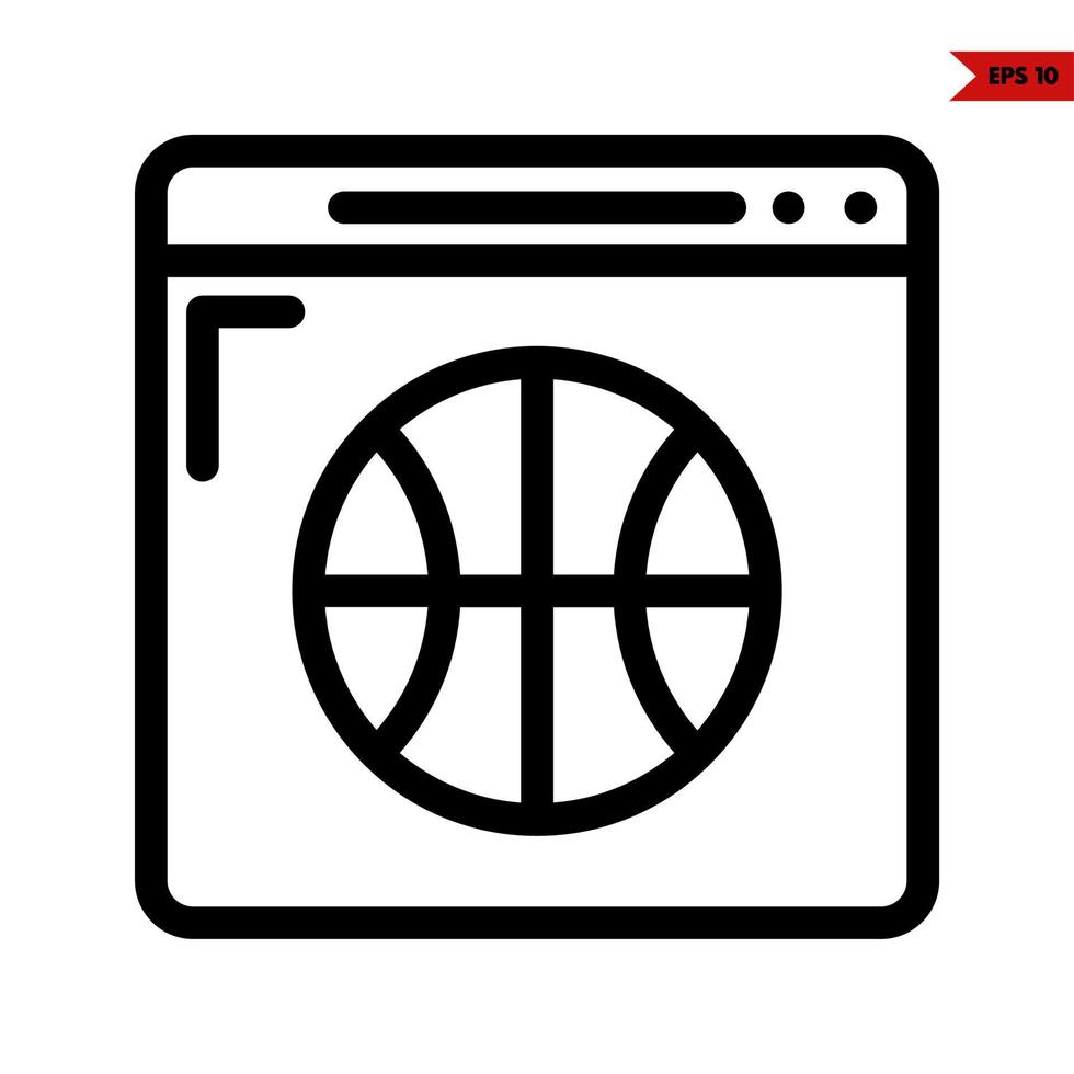 basket ball in monitor line icon vector