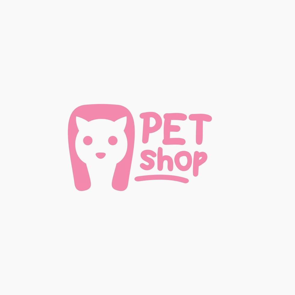 Pet shop, animals veterinary clinic, dog and cat logo, symbol. Vector design and illustration