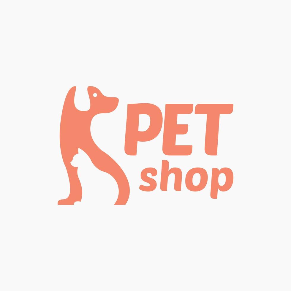 Pet shop logo template. Dog cat concept. Pet shop or store signboard. vector