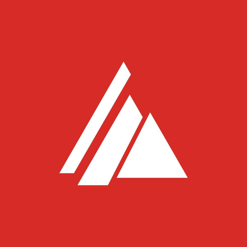 Scattered triangle vector logo isolated on red background.