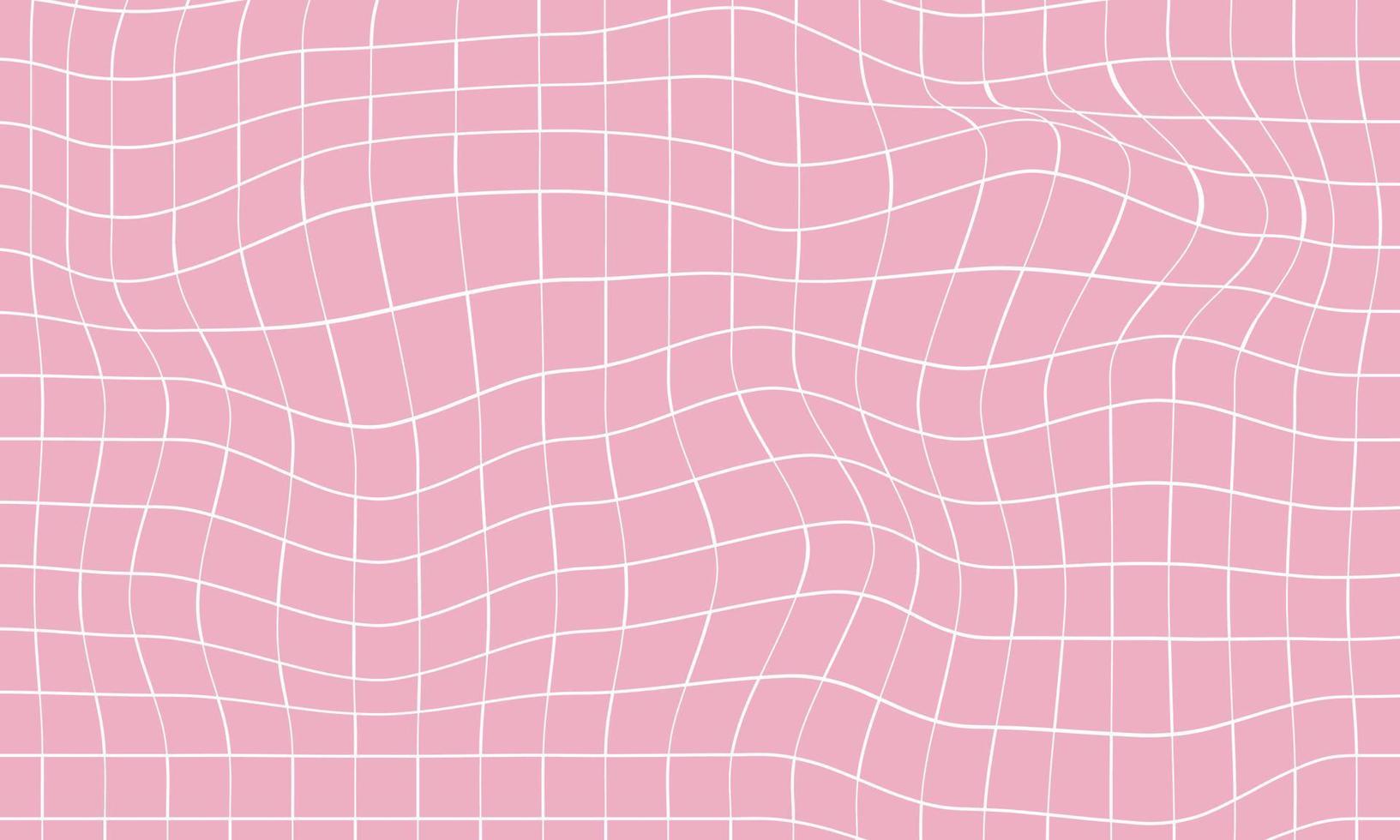 Trendy wavy pink background. Vector illustration of checkered wallpaper with optical illusion