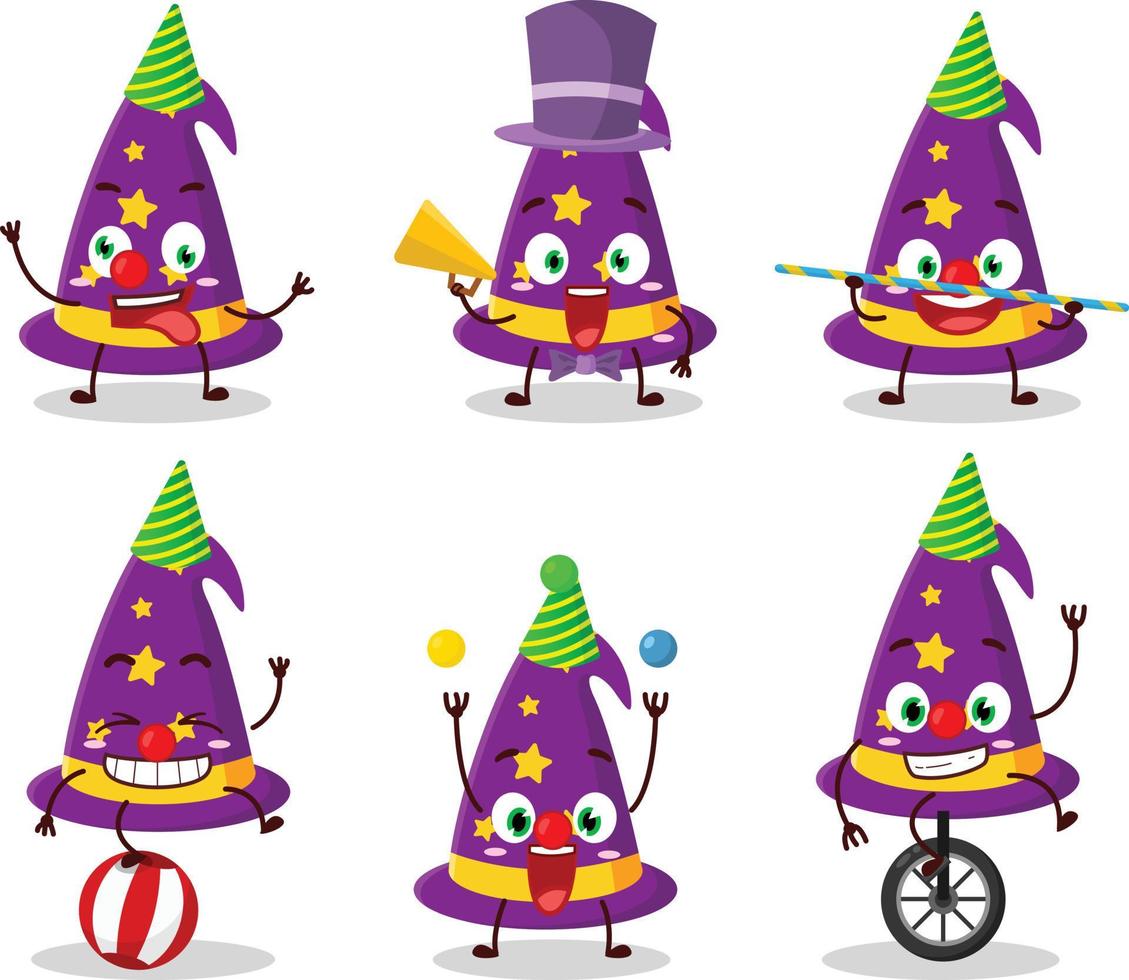 Cartoon character of wizard hat with various circus shows vector