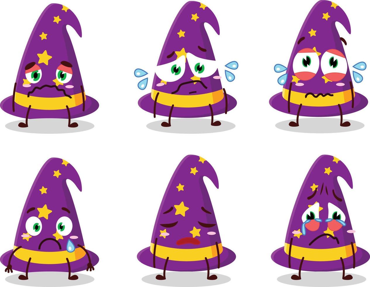 Wizard hat cartoon character with sad expression vector