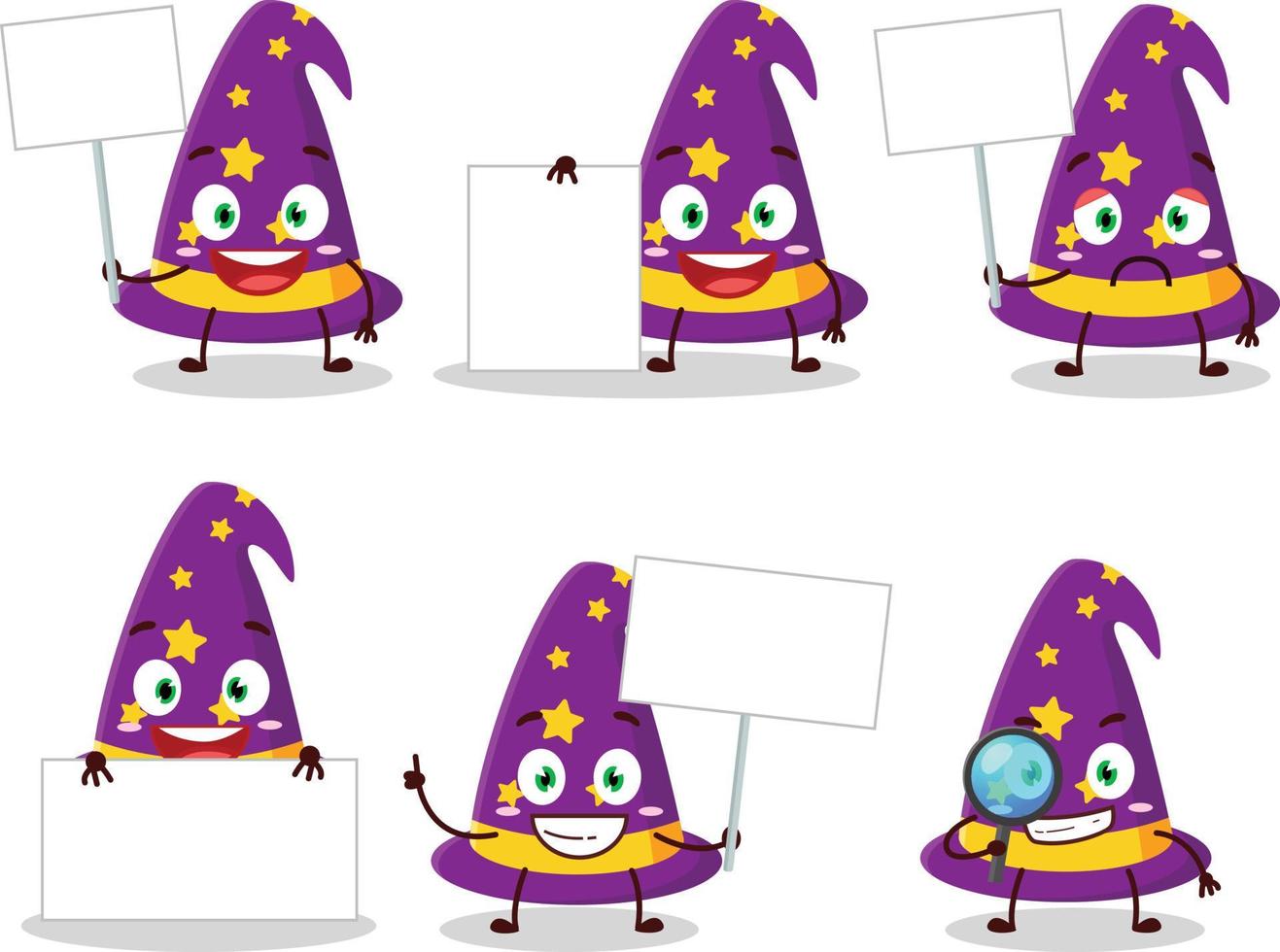 Wizard hat cartoon character bring information board vector