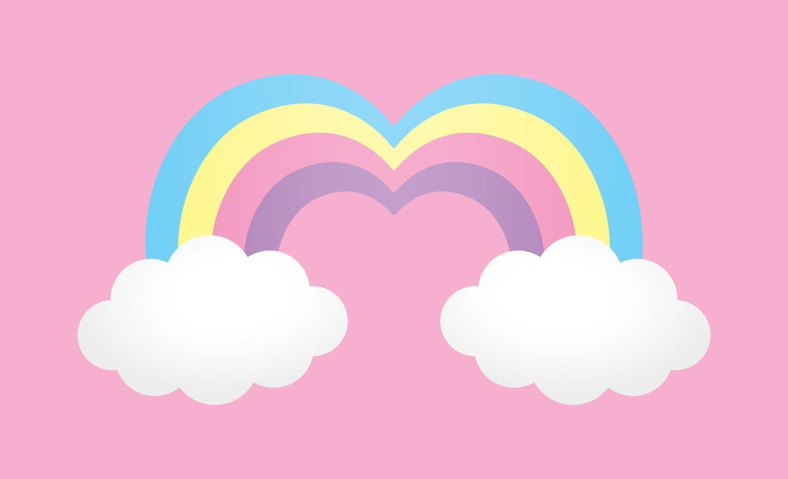 cute kawaii cloud with rainbow graphic element vector