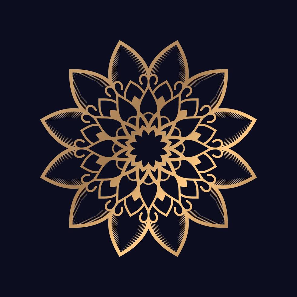 Gold color ornamental mandala design vector