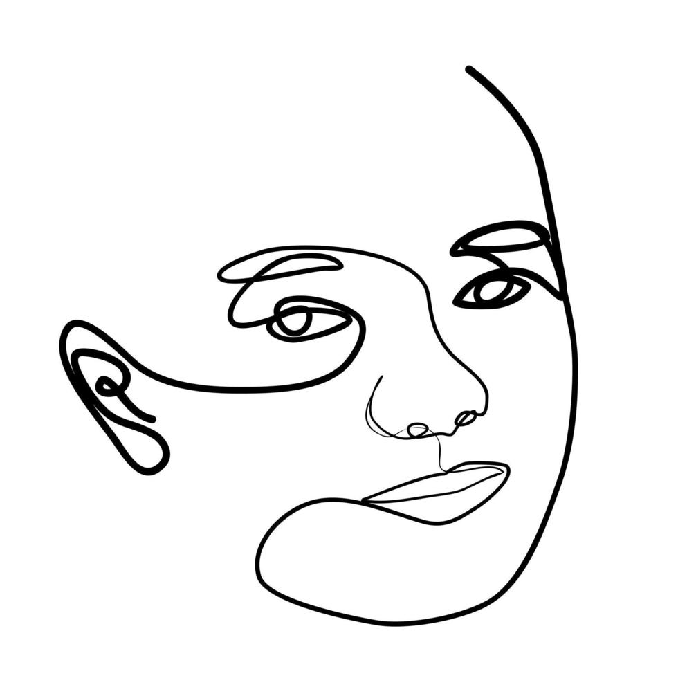 abstract face one line drawing. minimalistic style vector