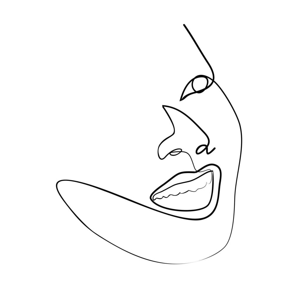 abstract face one line drawing. minimalistic style vector