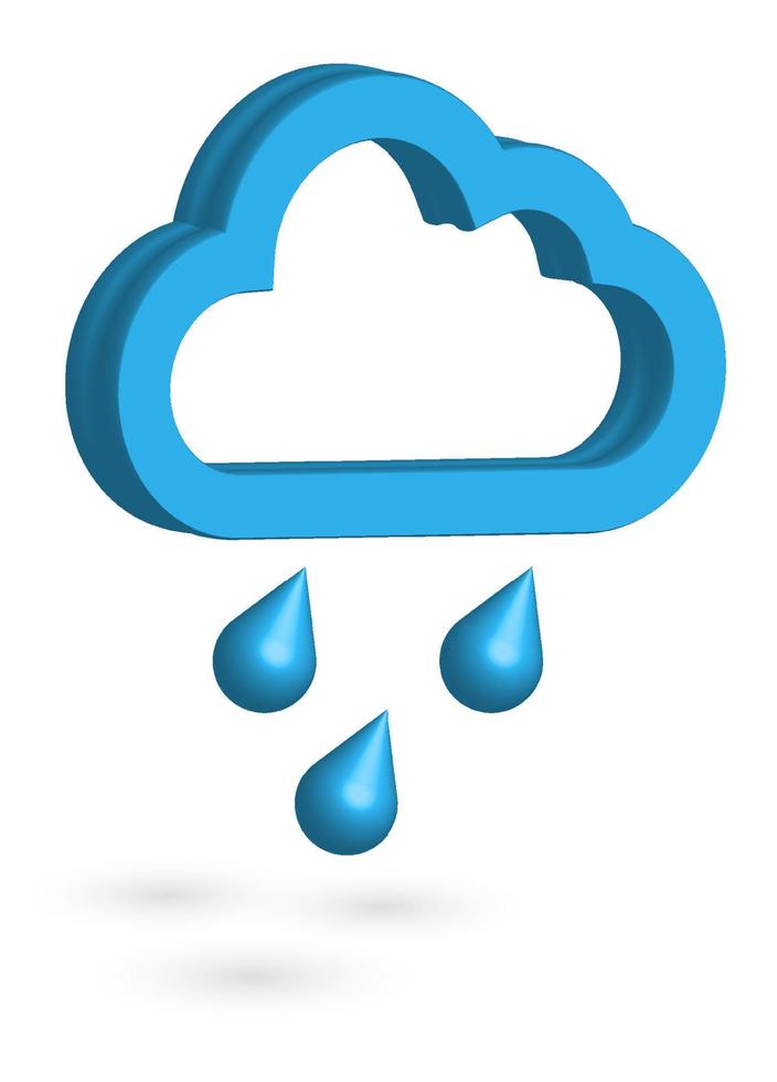 3D icon. Cloud with raindrops. Rainy autumn and spring weather. Weather forecast. Vector